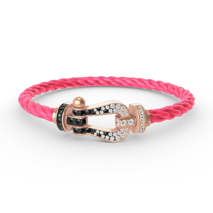 FORCE Large Horseshoe Black & White Diamond Bracelet - Rose Gold