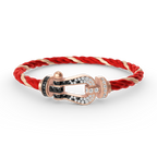 FORCE Großes Hufeisen-Armband mit schwarzen und weißen Diamanten – Roségold