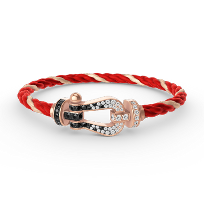 FORCE Large Horseshoe Black & White Diamond Bracelet - Rose Gold