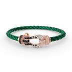 FORCE Großes Hufeisen-Armband mit schwarzen und weißen Diamanten – Roségold