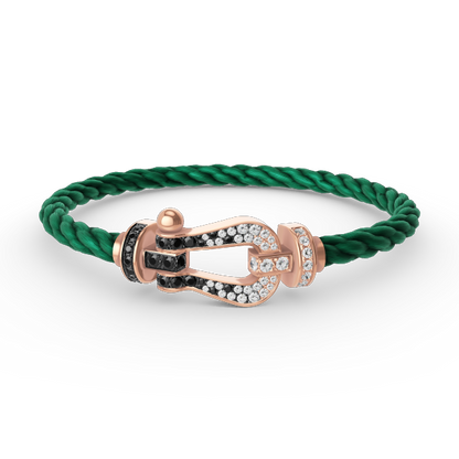 FORCE Large Horseshoe Black & White Diamond Bracelet - Rose Gold