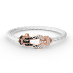 FORCE Großes Hufeisen-Armband mit schwarzen und weißen Diamanten – Roségold