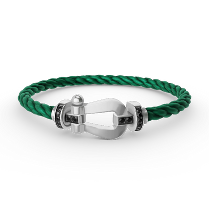 FORCE Large Horseshoe Black Diamond Bracelet - White Gold
