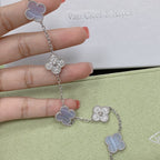 Lucky 5-Motif Clover Serenity Bracelet - Natural Violet Gemstone