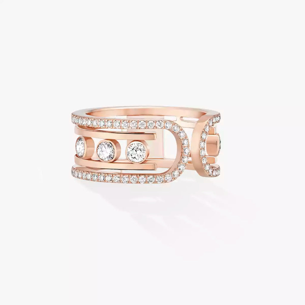 Offener Move 10-Diamant-Pavé-Ring – Kinetischer Doppelcluster-Glückstalisman