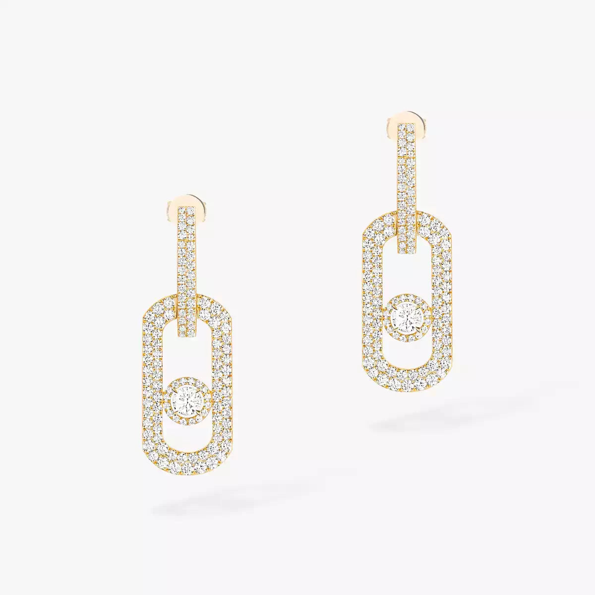 So Move XL Full-Pavé Diamond Pendant Earrings - Kinetic Statement Piece