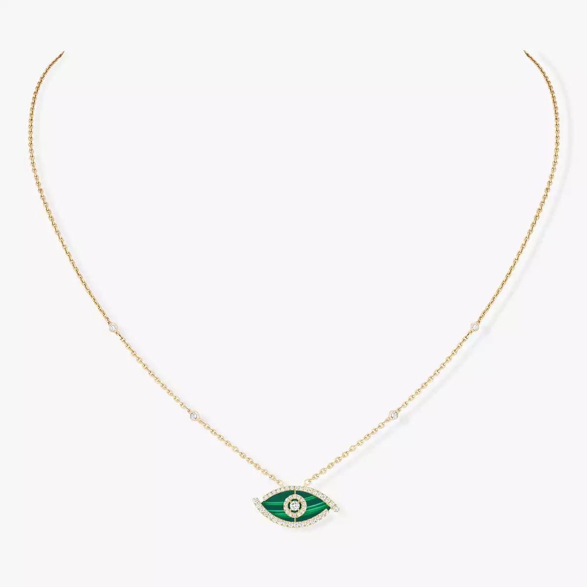 Glücksauge Diamant Halskette - Schutz-Talisman - Natur-Malachit/Türkis