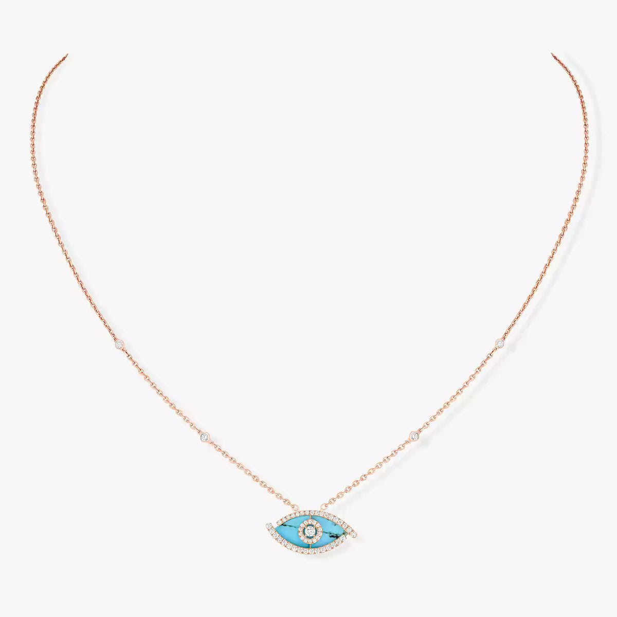 Glücksauge Diamant Halskette - Schutz-Talisman - Natur-Malachit/Türkis
