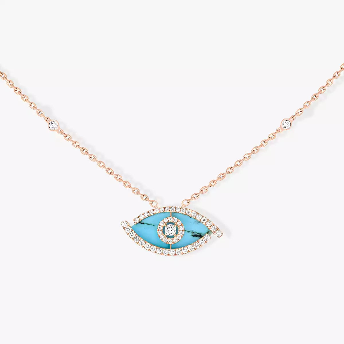 Glücksauge Diamant Halskette - Schutz-Talisman - Natur-Malachit/Türkis