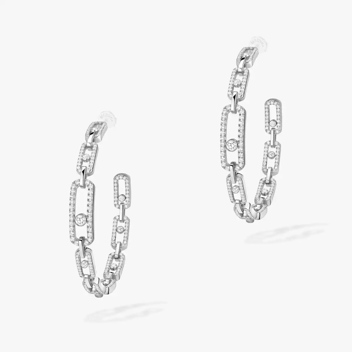Move Link Kinetic Diamond Hoop Earrings - Interlocking Modern Elegance