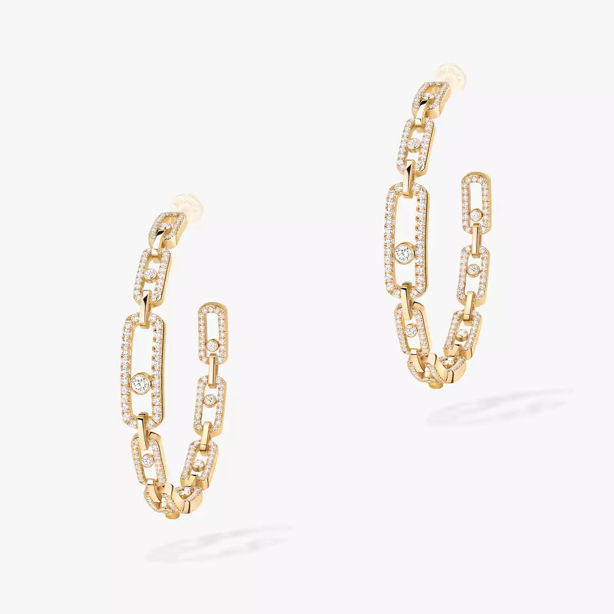 Move Link Kinetic Diamond Hoop Earrings - Interlocking Modern Elegance