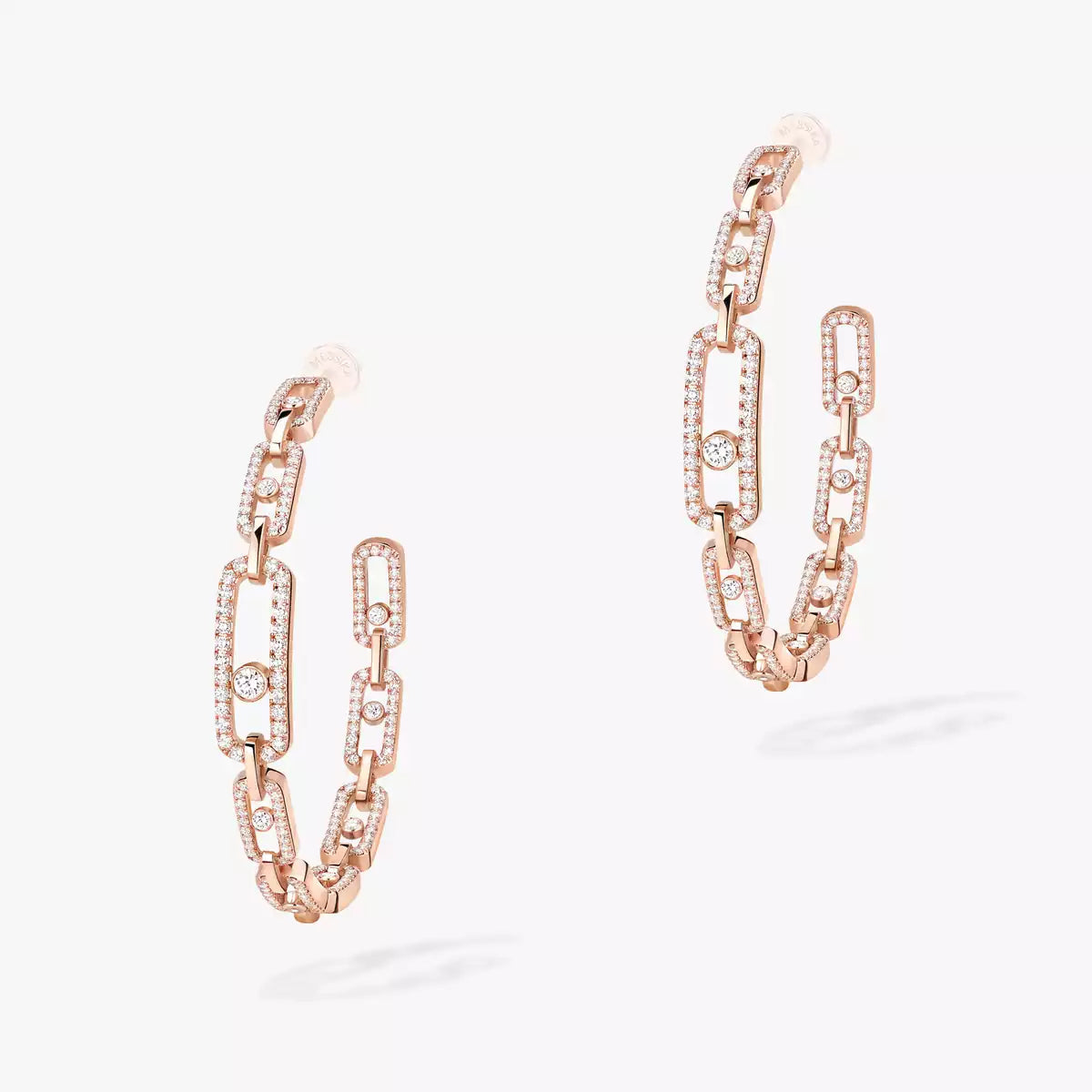 Move Link Kinetic Diamond Hoop Earrings - Interlocking Modern Elegance