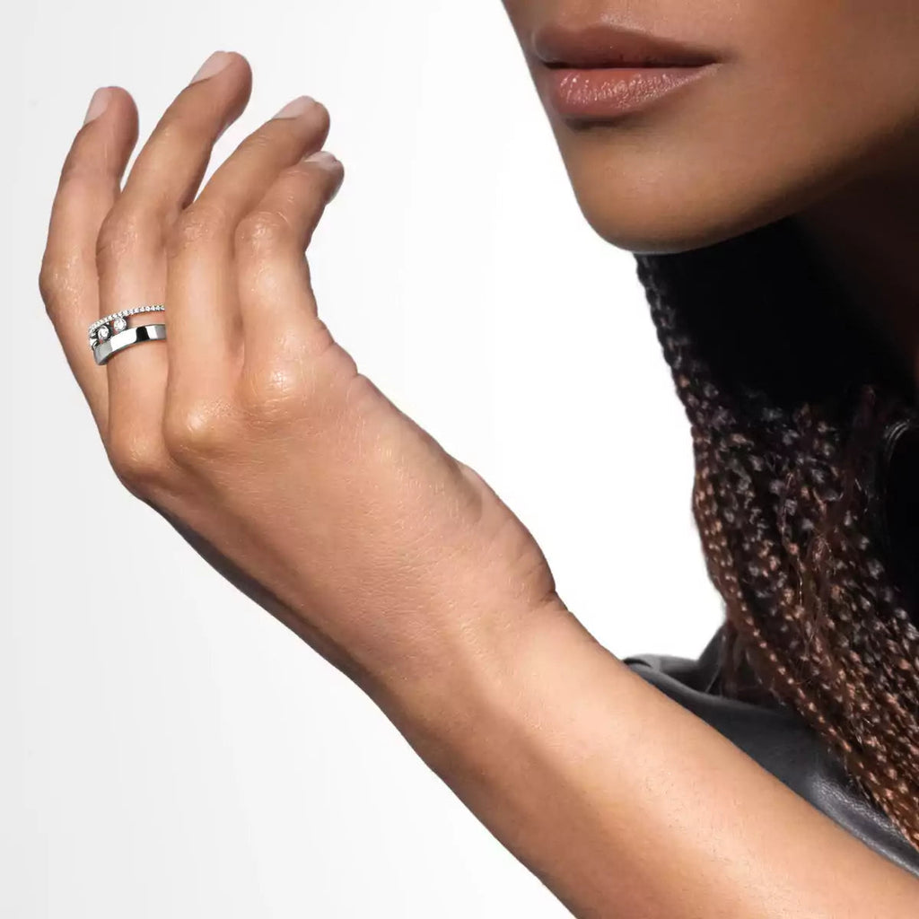 Noa Pavé Diamond Interlocking Ring - ダブルバンド キネティックエレガンス