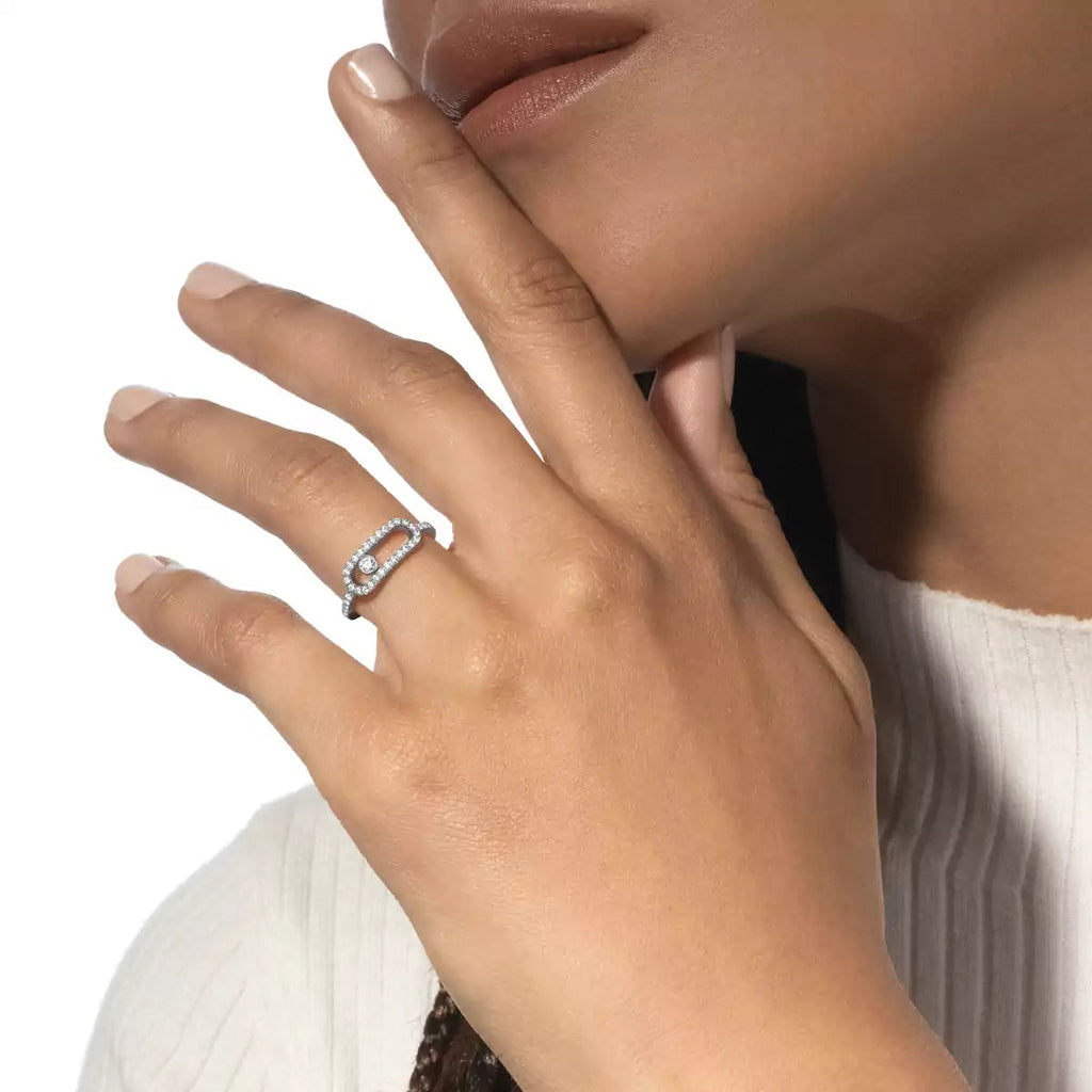 Move Uno Ring mit voller Diamant-Pavé-Fassung – Kinetischer Signature-Luxus – Unendliche Ausstrahlung