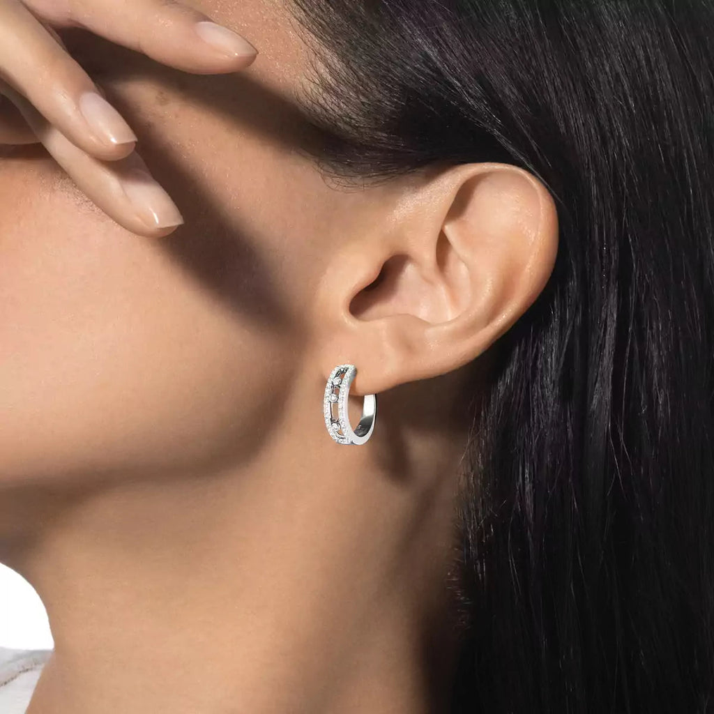 Move Pavé Diamond Hoop Earrings