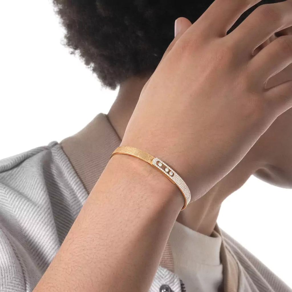 Move Noa Ciselé Half-Pavé Diamond Bangle Bracelet