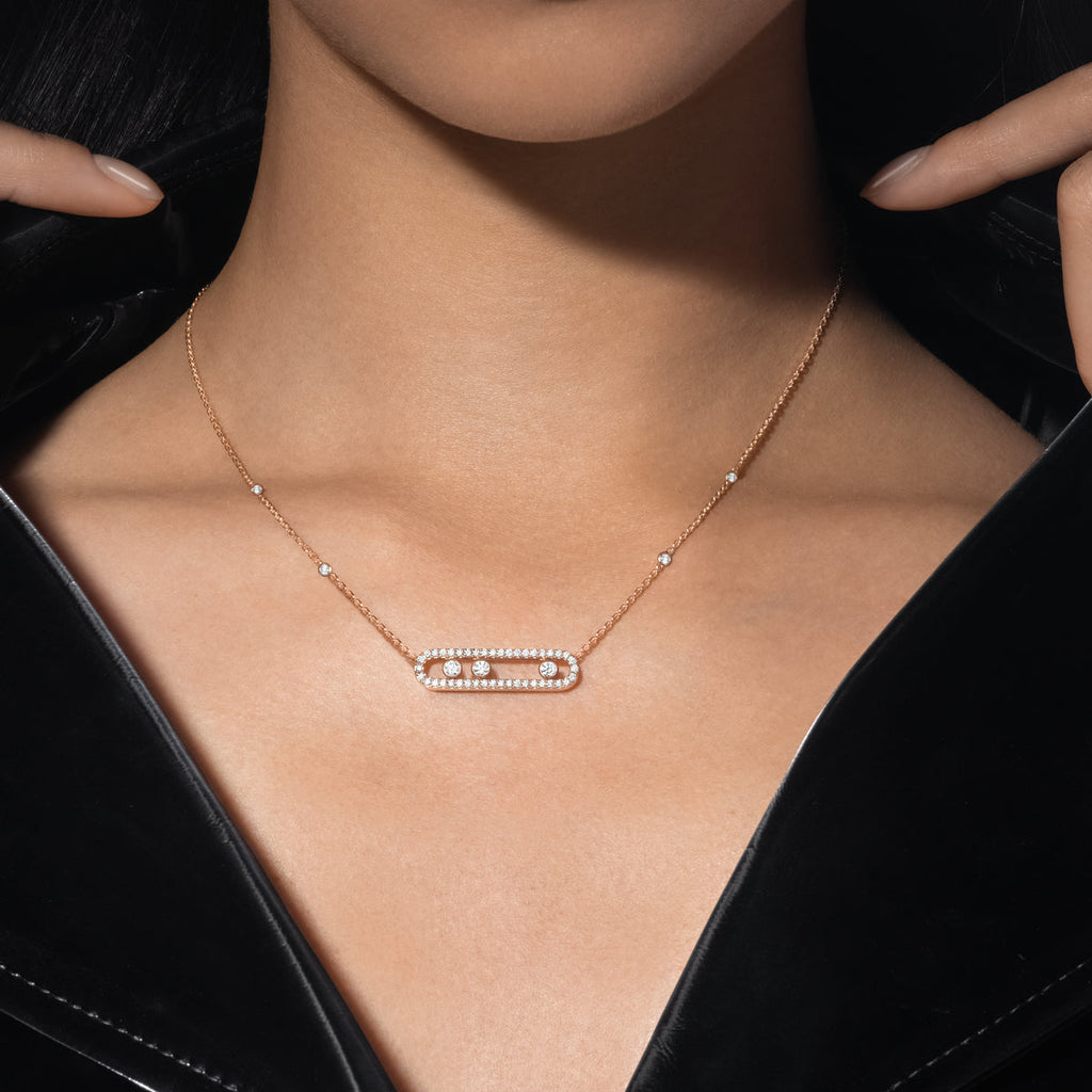 Pavé Full Diamond Halskette - kinetischer 4-Diamanten-Wohlstandstalisman