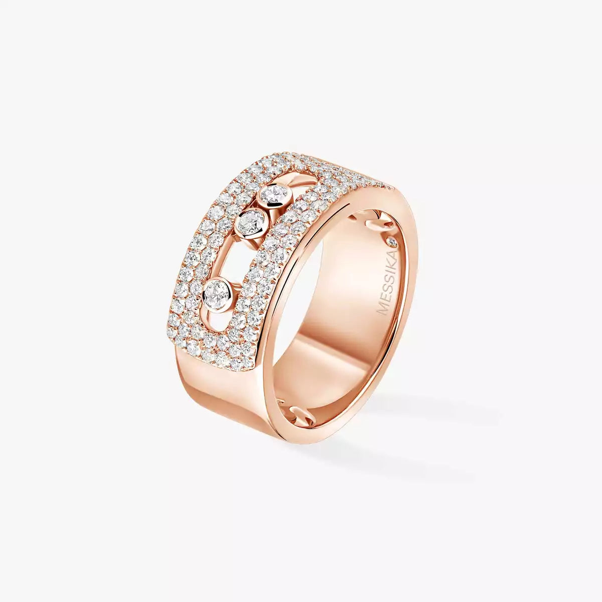 Move Noa Pavé Diamant Ring mit ineinandergreifenden Bändern – kinetische Eleganz, doppelbändig