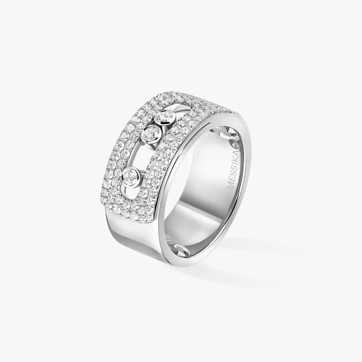 Move Noa Pavé Diamant Ring mit ineinandergreifenden Bändern – kinetische Eleganz, doppelbändig