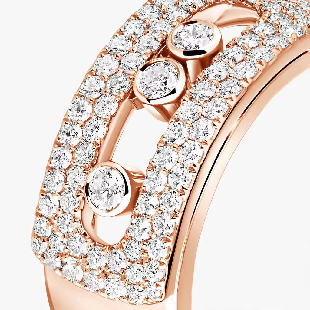 Move Noa Pavé Diamant Ring mit ineinandergreifenden Bändern – kinetische Eleganz, doppelbändig
