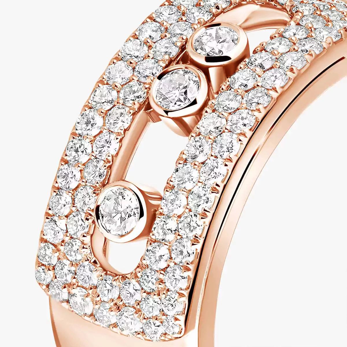 Move Noa Pavé Diamant Ring mit ineinandergreifenden Bändern – kinetische Eleganz, doppelbändig