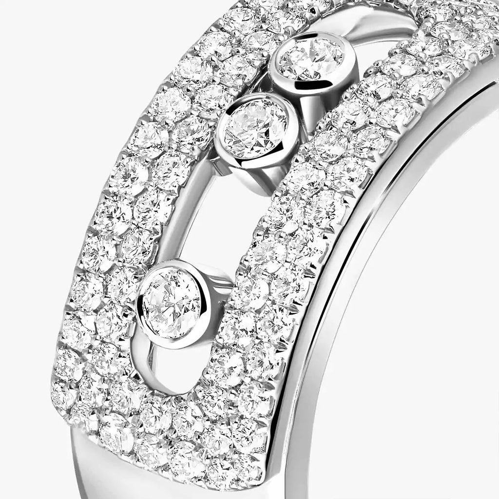 Move Noa Pavé Diamant Ring mit ineinandergreifenden Bändern – kinetische Eleganz, doppelbändig