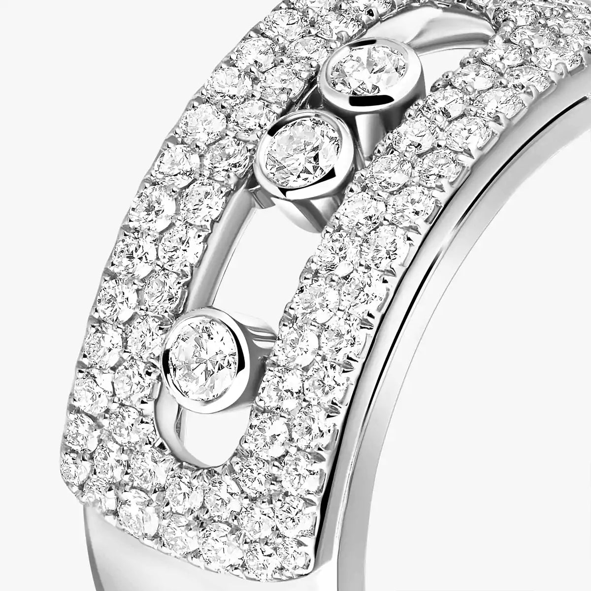 Move Noa Pavé Diamant Ring mit ineinandergreifenden Bändern – kinetische Eleganz, doppelbändig