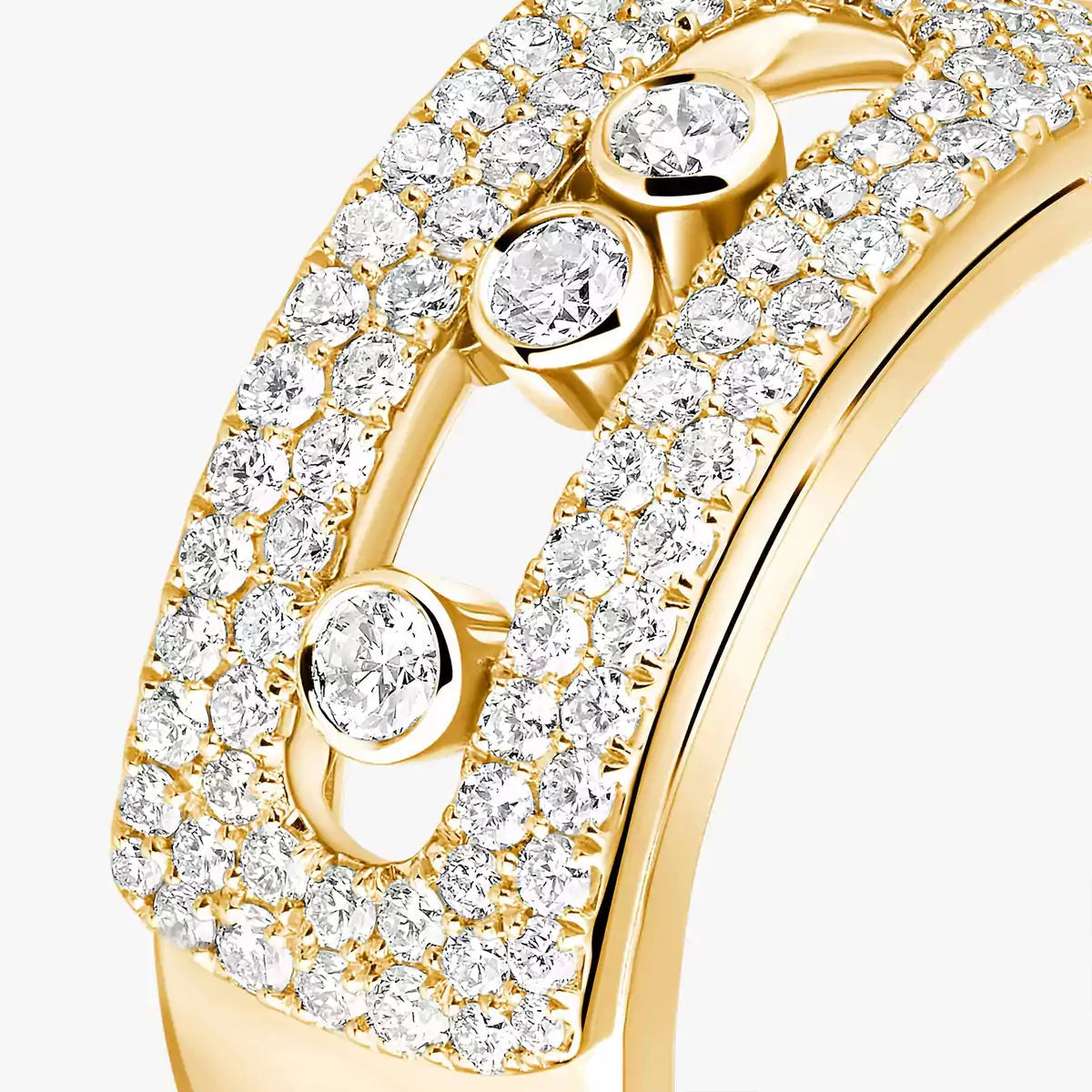 Move Noa Pavé Diamant Ring mit ineinandergreifenden Bändern – kinetische Eleganz, doppelbändig