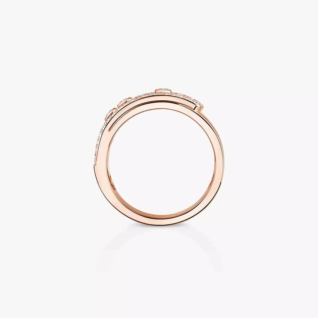 Move Noa Pavé Diamant Ring mit ineinandergreifenden Bändern – kinetische Eleganz, doppelbändig