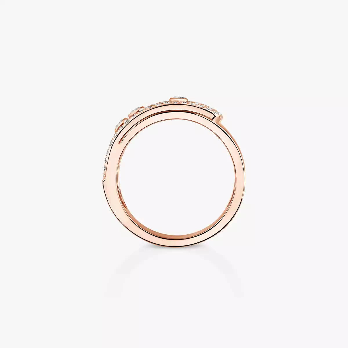 Move Noa Pavé Diamant Ring mit ineinandergreifenden Bändern – kinetische Eleganz, doppelbändig
