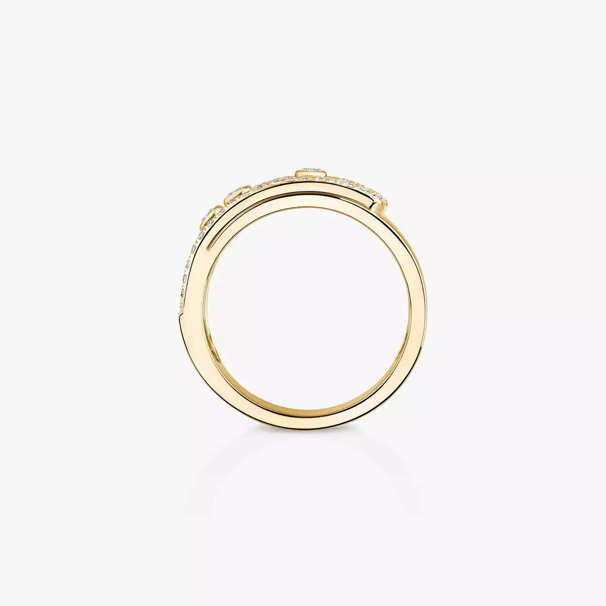 Move Noa Pavé Diamant Ring mit ineinandergreifenden Bändern – kinetische Eleganz, doppelbändig