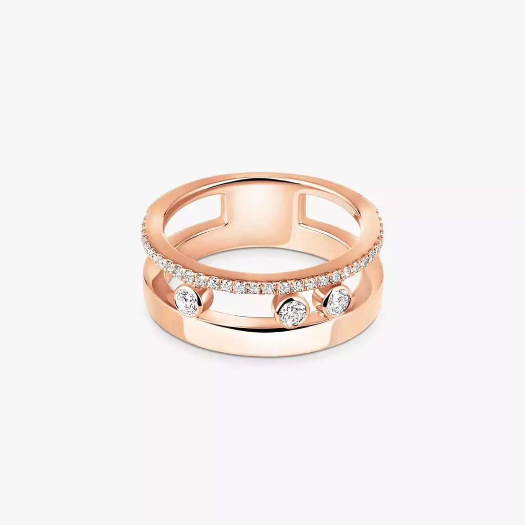 Noa Pavé Diamond Interlocking Ring - ダブルバンド キネティックエレガンス
