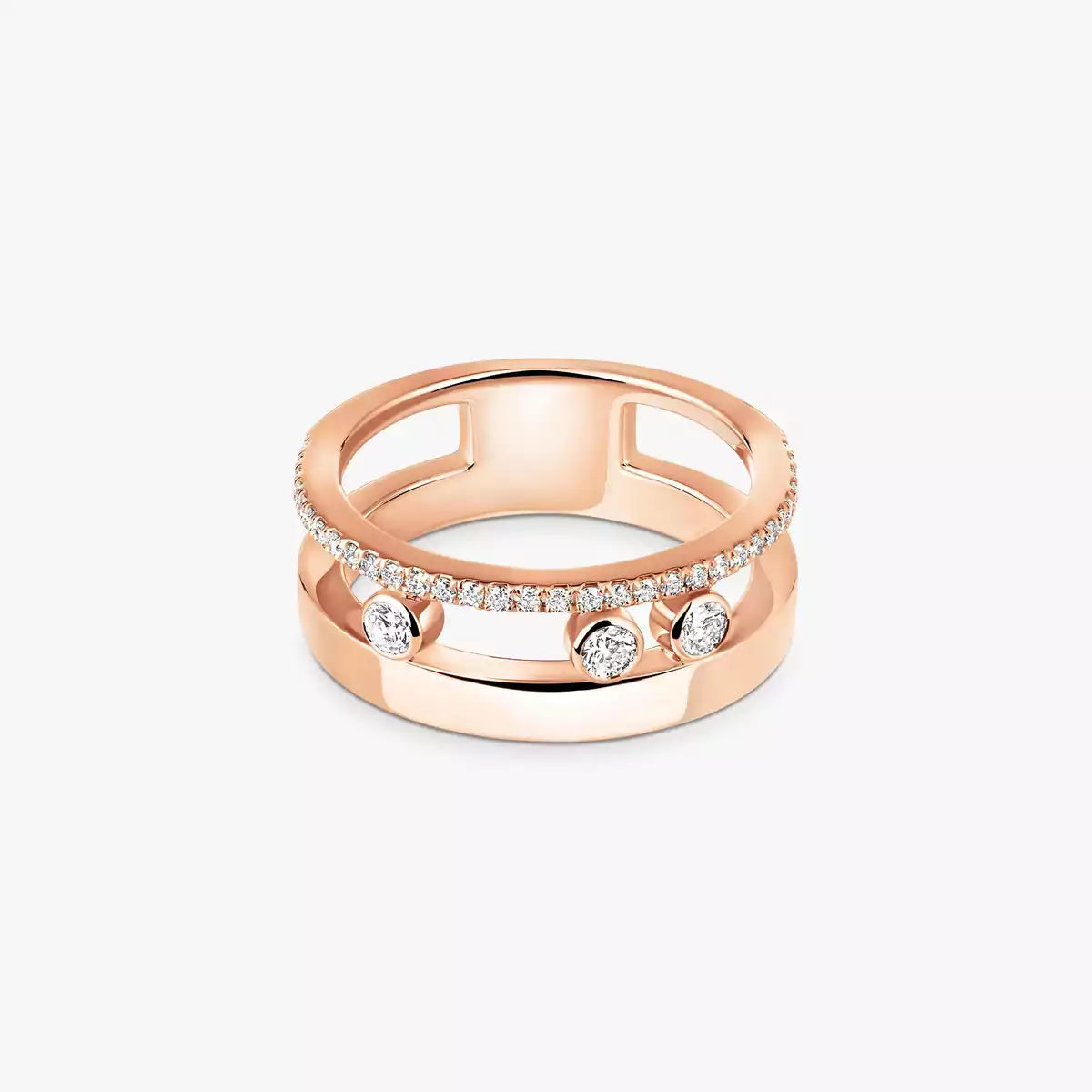 Noa Pavé Diamond Interlocking Ring - ダブルバンド キネティックエレガンス