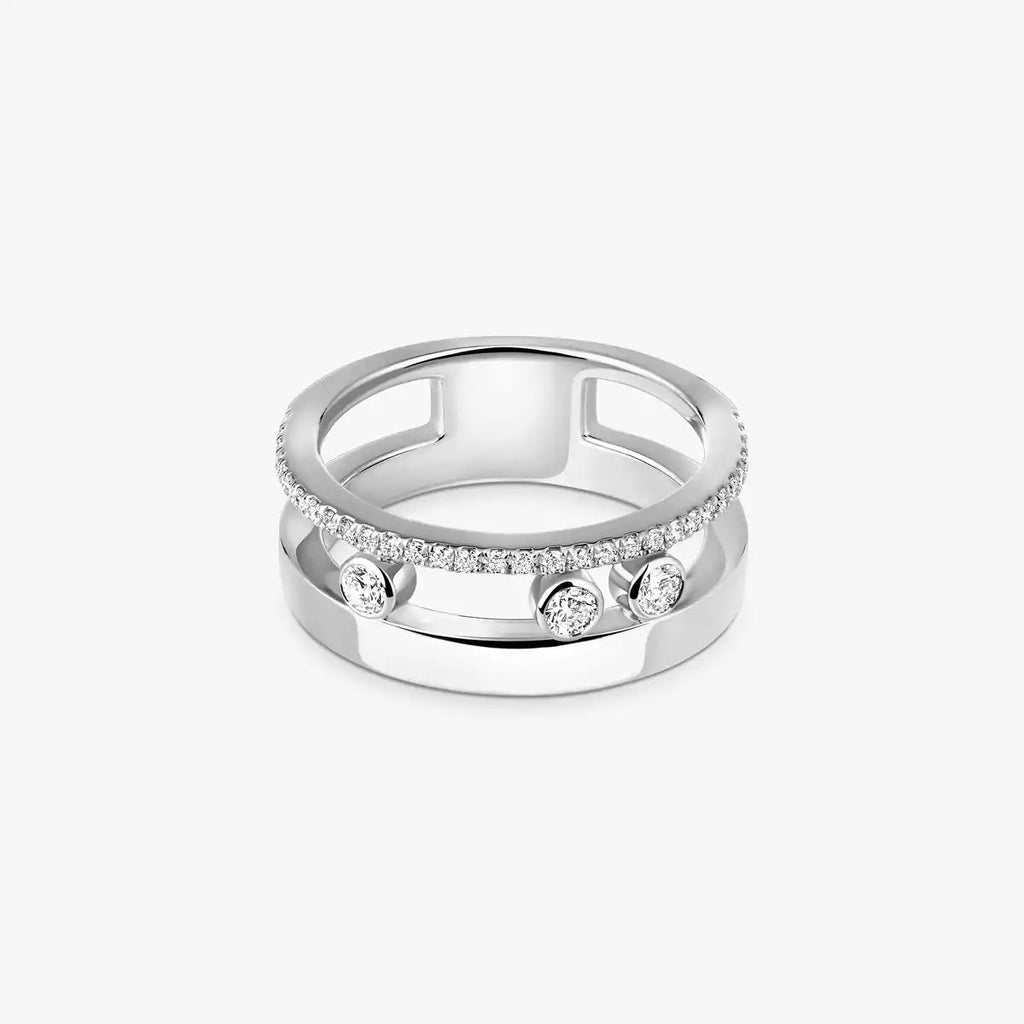 Noa Pavé Diamond Interlocking Ring - ダブルバンド キネティックエレガンス