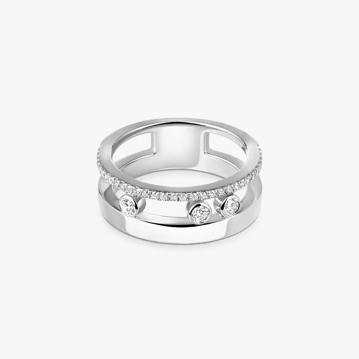 Noa Pavé Diamond Interlocking Ring - ダブルバンド キネティックエレガンス