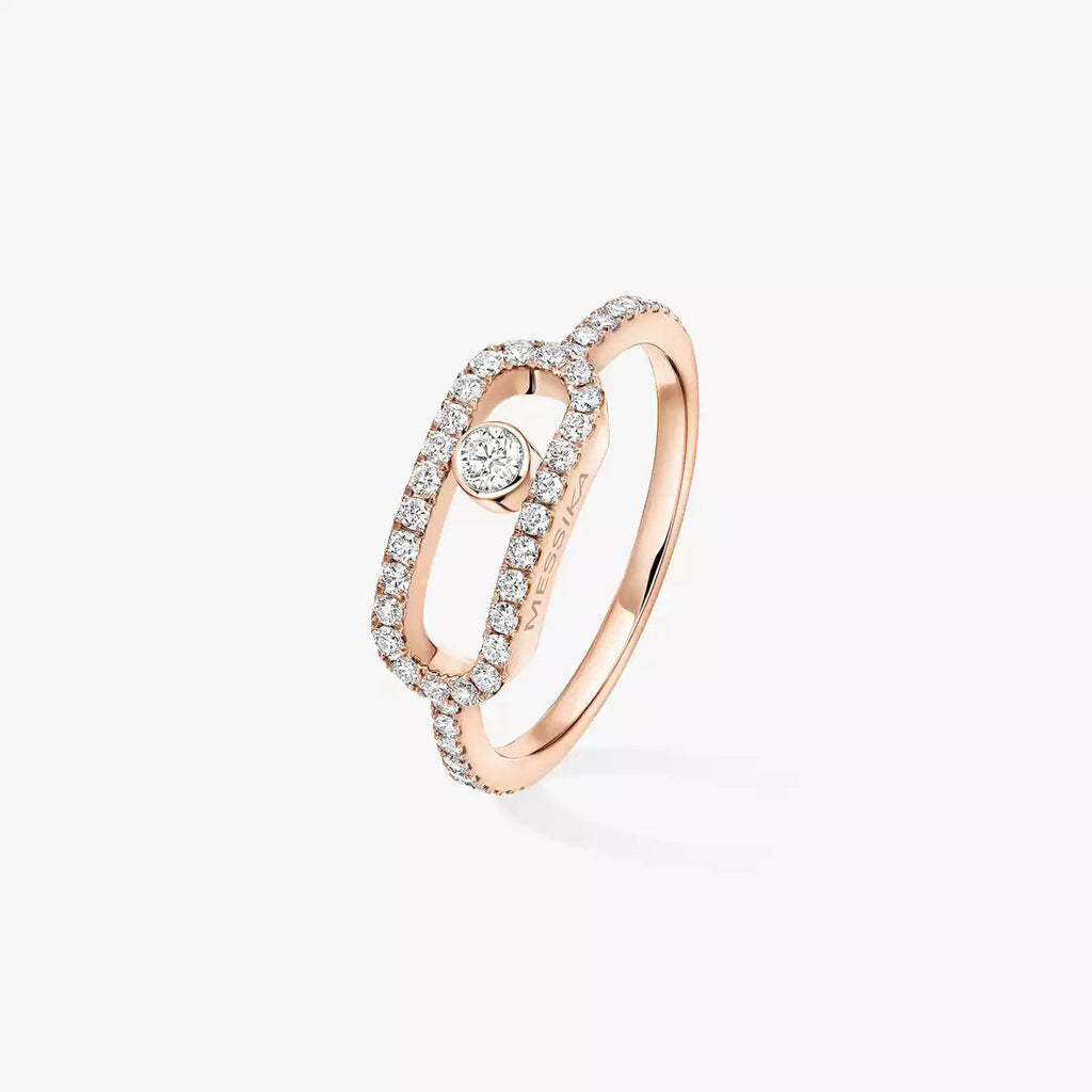 Move Uno Ring mit voller Diamant-Pavé-Fassung – Kinetischer Signature-Luxus – Unendliche Ausstrahlung