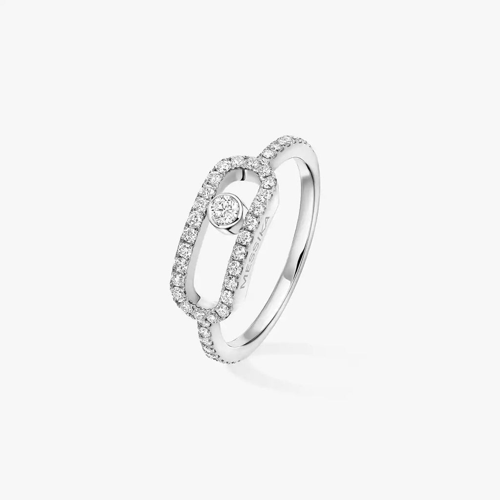 Move Uno Ring mit voller Diamant-Pavé-Fassung – Kinetischer Signature-Luxus – Unendliche Ausstrahlung