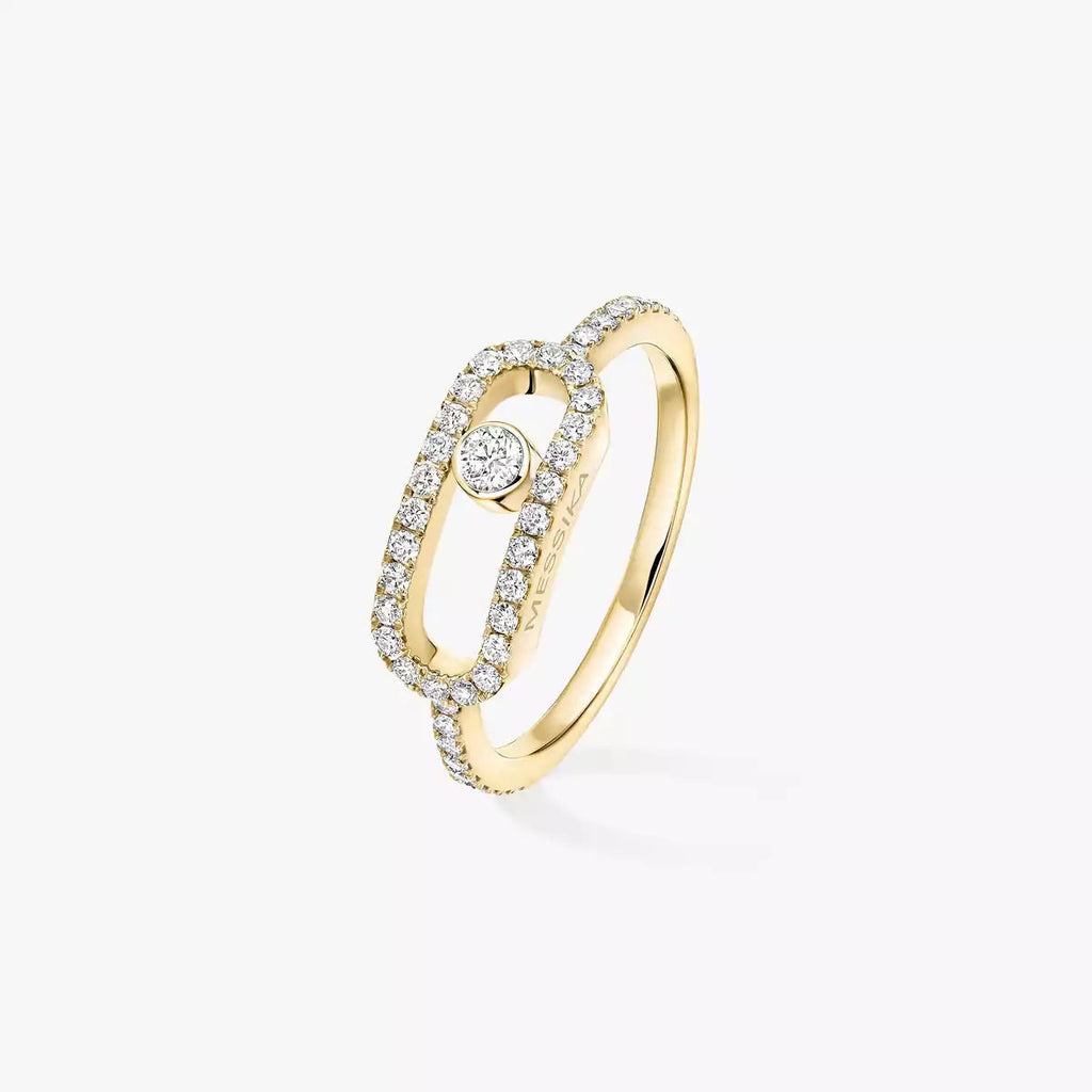 Move Uno Ring mit voller Diamant-Pavé-Fassung – Kinetischer Signature-Luxus – Unendliche Ausstrahlung