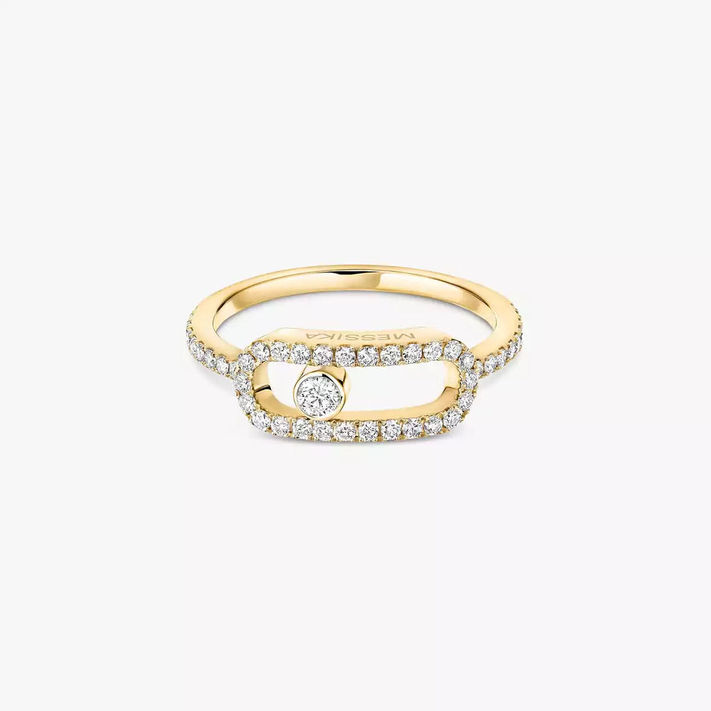 Move Uno Ring mit voller Diamant-Pavé-Fassung – Kinetischer Signature-Luxus – Unendliche Ausstrahlung