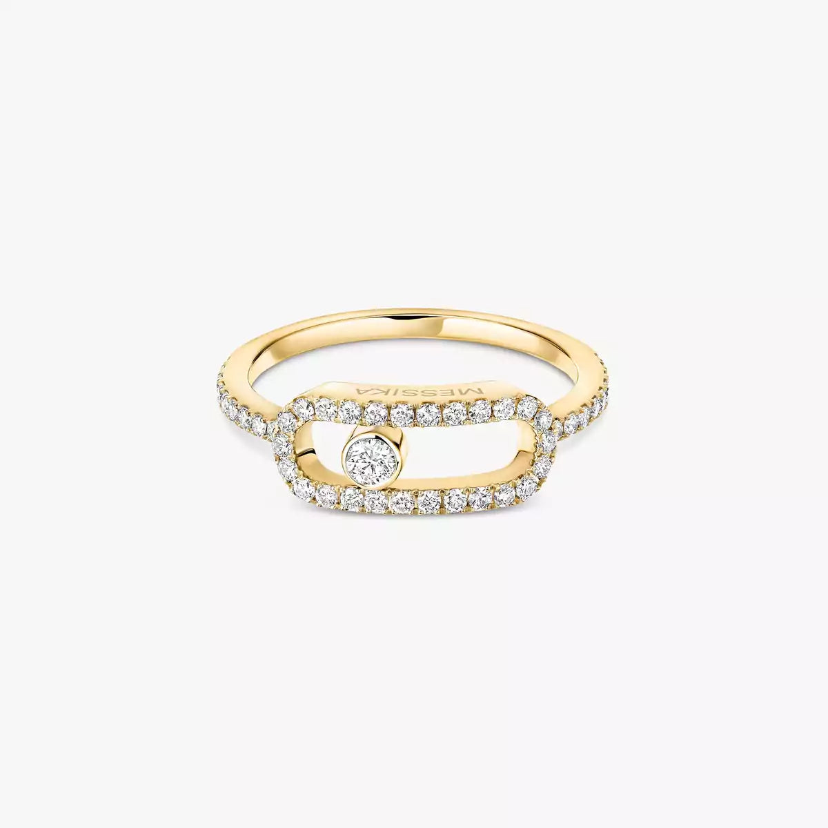 Move Uno Ring mit voller Diamant-Pavé-Fassung – Kinetischer Signature-Luxus – Unendliche Ausstrahlung