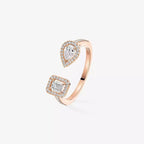 Offener Sugar Cube & Teardrop Pavé-Diamantring – Geometrisches Gleichgewicht