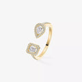 Offener Sugar Cube & Teardrop Pavé-Diamantring – Geometrisches Gleichgewicht