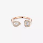 Offener Sugar Cube & Teardrop Pavé-Diamantring – Geometrisches Gleichgewicht