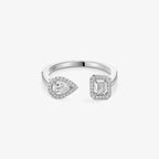 Offener Sugar Cube & Teardrop Pavé-Diamantring – Geometrisches Gleichgewicht