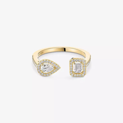 Offener Zuckerwürfel- & Teardrop-Pavé-Diamantring