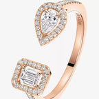 Offener Sugar Cube & Teardrop Pavé-Diamantring – Geometrisches Gleichgewicht