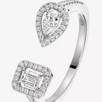 Offener Sugar Cube & Teardrop Pavé-Diamantring – Geometrisches Gleichgewicht