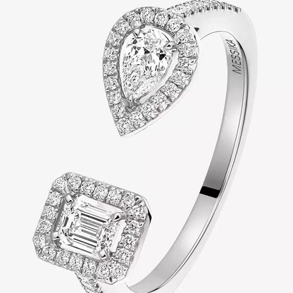 Offener Zuckerwürfel- & Teardrop-Pavé-Diamantring