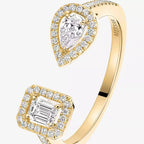 Offener Sugar Cube & Teardrop Pavé-Diamantring – Geometrisches Gleichgewicht
