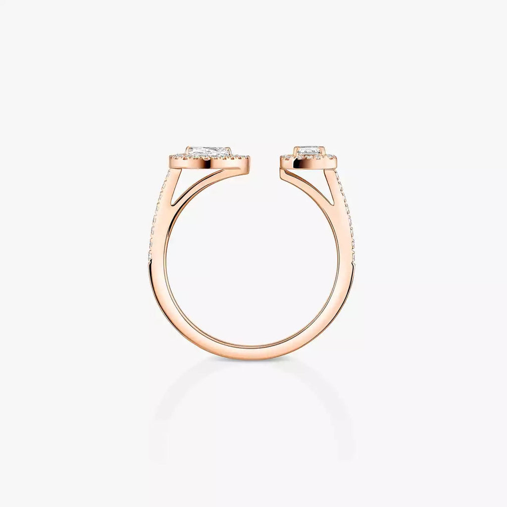 Offener Sugar Cube & Teardrop Pavé-Diamantring – Geometrisches Gleichgewicht